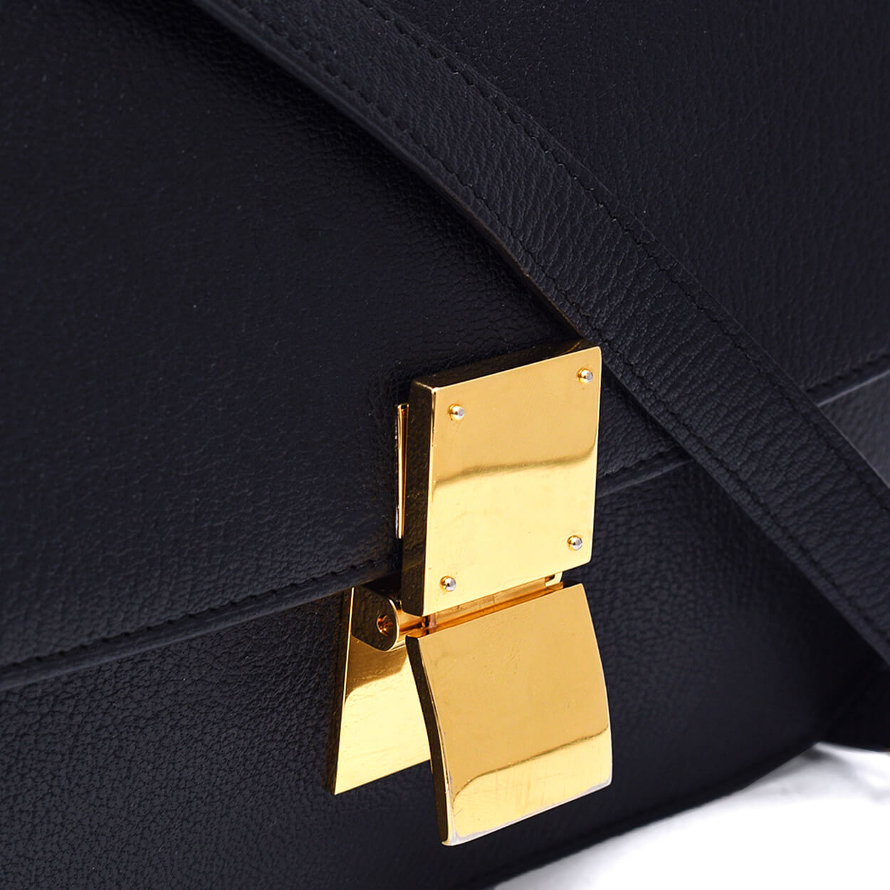 Celine - Black Grained Leather Classic Box Teen Flap Bag